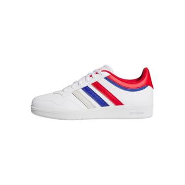 Imagem de adidas Tênis unissex adulto Hoops 4.0, Branco/Better Scarlet/Team Royal Blue, 12 Women/11 Men