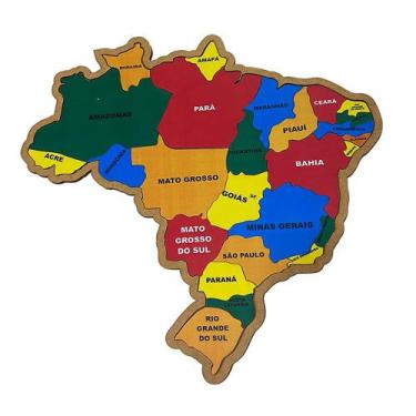 Imagem de Quebra-Cabeça Brasil Mapa Estados Madeira - TRALALA