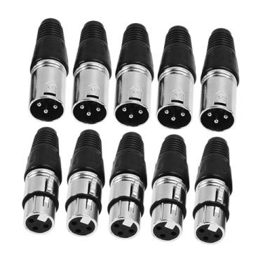 Imagem de JWQFBC Conector de Cabo de Microfone, Conector de áudio para Microfone, Adaptador XLR (macho/fêmea) para Palcos, Prata 10 Peças