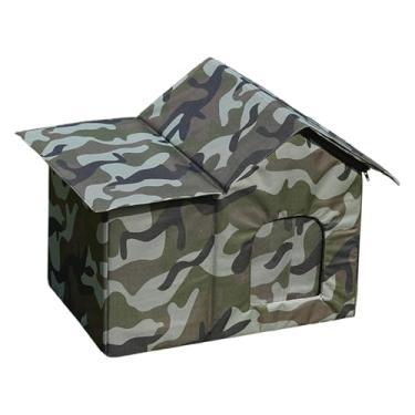 Imagem de ShengQuanHao Casinha para Gatos de Rua, às Intempéries E Ao Vento, com Cortina, Abrigo em Tecido Oxford para Gatos, Ideal para Jardim.