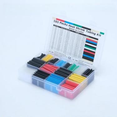 Imagem de Kit de tubo termorretrátil de 580 peças, mangas de isolamento para cabo de fio, 11 tamanhos de 1,0 a 10,0 mm, proporção de encolhimento de 2: 1, flexível e retardador de chamas, para reparo elétrico