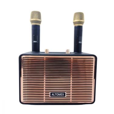 Imagem de Caixa de Som Karaokê Bluetooth sem Fio com 2 Microfones, 100W PMPO, 20W Potência, Bateria 3600mAh, Função TF USB FM AUX TWS, Alto-falante 105mm