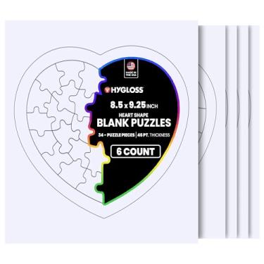 Imagem de Hygloss Products - Compoz-A-Puzzle – Formato de coração – Atividade divertida – Ótimo para artes e artesanato – Branco e resistente – Moldura circundante de 21,5 x 24 cm – 36 peças, 6 quebra-cabeças