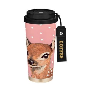 Imagem de YETTASBIN Caneca de café de viagem com isolamento térmico de 482 g com tampa canudo, copo à prova de derramamento e vazamento com alça para bebida quente e fria, garrafa de água de aço inoxidável