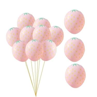 Imagem de 10 peças de balões de látex rosados de 30,5 cm de morango espesso, bolinhas, decoração de festa de aniversário, suprimentos de pano de fundo para festas de fim de ano para anfitriões de festas