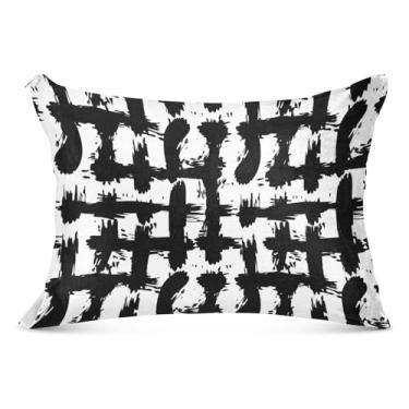 Imagem de Capa de almofada difusa com design abstrato preto e branco com zíper padrão king queen size fronha para cama, tamanho padrão, 51 x 66 cm