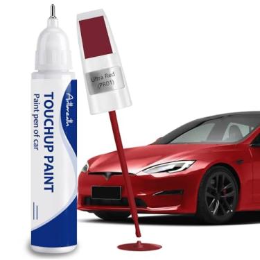 Imagem de Tinta de retoque ultra vermelha (PR01) para Tesla Car Paint Pen Repair Scratch Two-In-One Touch Up Paint Caneta automotiva para Tesla Model Y/3/X/S