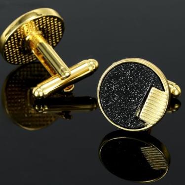 Imagem de Abotoaduras coloridas de concha design céu estrelado abotoaduras elegantes para homens mulheres acessórios ternos e camisas de negócios, one size, Metal, Sem Pedra Preciosa