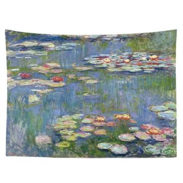 Imagem de Tapeçaria, pintura artística, lagoa, parede de lótus, 150x130cm, micro