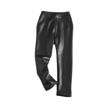 Imagem de Calças De Inverno Em Couro PU Para Meninas, Leggings Quentes E Grossas