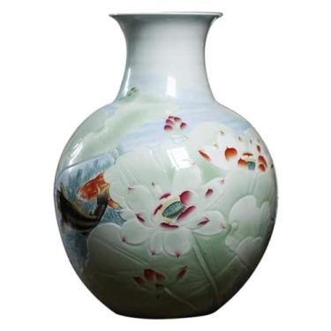 Imagem de Vaso decorativo de cerâmica, lótus clássico, para decoração de flores secas, arte, casa, casa, sala de estar, quarto, escritório, mesa, decoração de casa