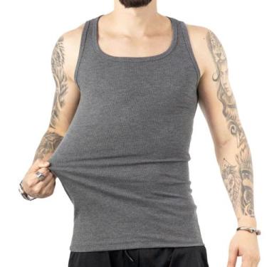 Imagem de Regata Masculina Premium Modelo Americano Ribana Canelada Algodão e El