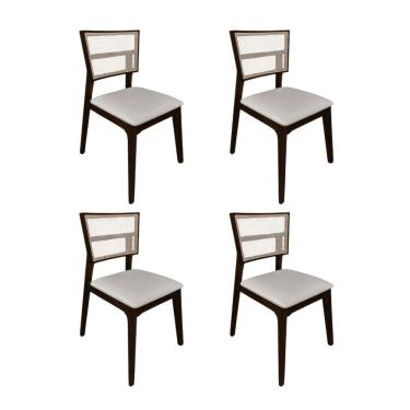 Imagem de Kit 4 Cadeiras De Jantar Tela Premium Madeira Maciça Manuela Bege Veludo Castanho