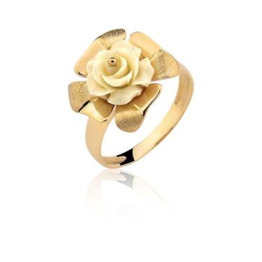 Imagem de Anel E Aliança Ouro 10k Flor Em Madrepérola A190 - MAEHLER, Dourado, 2