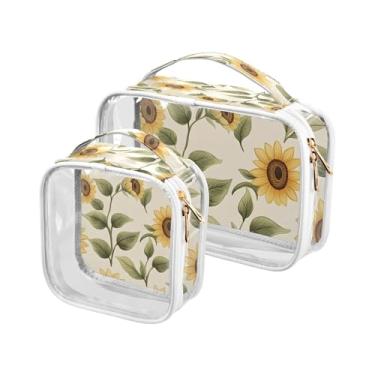 Imagem de xigua Bolsa de maquiagem de girassóis para mulheres, bolsa de cosméticos de viagem, bolsa de higiene portátil à prova d'água para viagens, férias, organização de banheiro