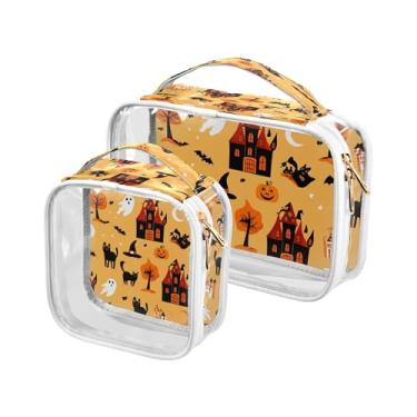 Imagem de xigua Bolsa de maquiagem de Halloween para mulheres, bolsa de cosméticos transparente de viagem, bolsa de higiene portátil à prova d'água para viagens, férias, organização de banheiro