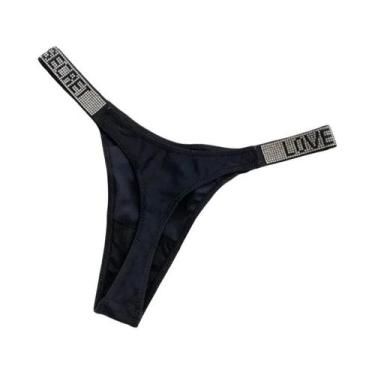 Imagem de Calcinha G-string Sexy Feminina Com Letras Em Strass E Diamantes, Tama