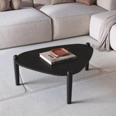 Imagem de Mesa de Centro Orgânica 84,4cm Pé de Madeira 28011 Artesano, Nero/Pret