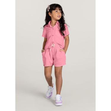 Imagem de Camisa cropped infantil menina Brandili Rosa-Feminino