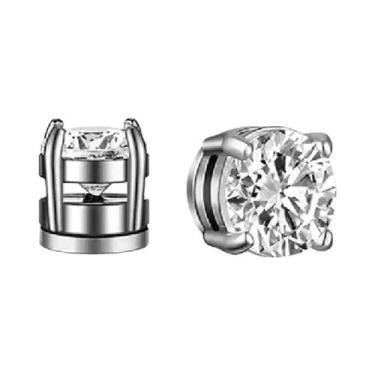 Imagem de Conjunto De Brincos Masculinos Modernos Com Zircônia Redonda E Folha A