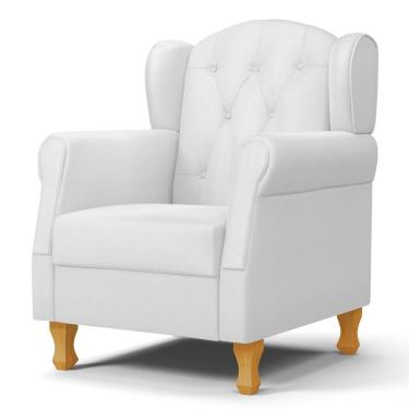 Imagem de Poltrona De Amamentação Com Pés De Madeira Lucy P04 Sintético Branco - Mpozenato