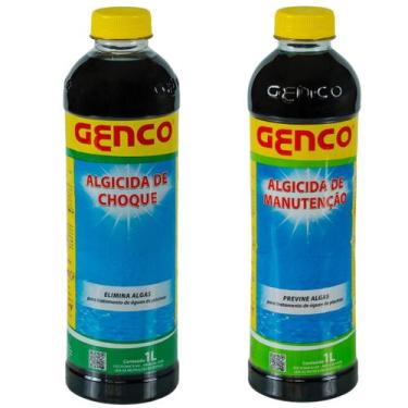 Imagem de Kit Genco Algicida Choque e Manutenção 1 Litro Limpeza Pisicina
