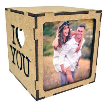 Imagem de Cubo Porta Retrato Iluminado Namoro Decorativo Amor Mimo - RK, I Love 