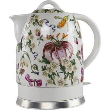 Imagem de Chaleira Elétrica de Porcelana Elegance 1,5L Branca Floral Tuut 220v, 