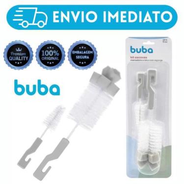 Imagem de Escova Para Lavar Mamadeira E Bico Com Esponja Buba Unissex Cinza Garr