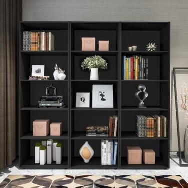 Imagem de Kit 3 Estantes para Livros 5 Prateleiras 180CMX180CM Multy Preto - Esp