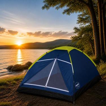 Imagem de Barraca Camping Acampamento Iglu Azul Impermeavel Mor 2 Pessoas 3 Pess
