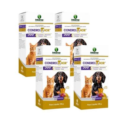 Imagem de 4 Condrothor 500 Indubras Suplemento Alimentar Cães e Gatos 60 comprim