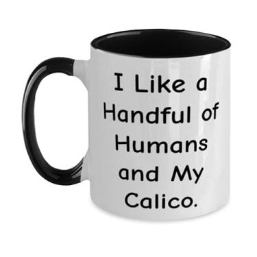 Imagem de Caneca exclusiva Calico Cat de 325 ml, I Like a Handful of Humans and My Calico, presente reutilizável para amantes de gatos,