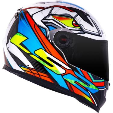 Imagem de Capacete Ls2 Ff358 Xdron Neon Laranja Azul Amarelo Branco