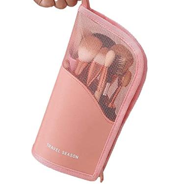 Imagem de pincel maquiagem viagem,Bolsa pincel maquiagem para viagem - Suporte delicado para bolsa cosméticos, estojo leve para pincel maquiagem para mulher (somente bolsa) A/r
