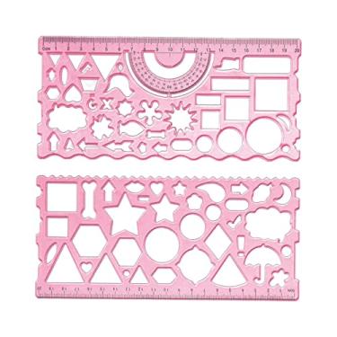 Imagem de Vaveren Régua Geométrica de 20 Cm, Modelo de Desenho de Estênceis Leves E Transparentes para Construção de Ferramentas de Medição de Presentes de Escritório E, Vermelho