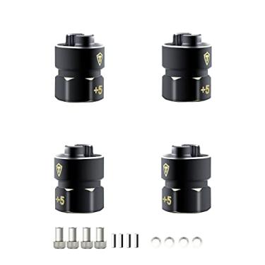 Imagem de Treal Espaçadores de roda sextavados estendidos de latão para atualizações SCX24 + 5 mm preto