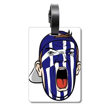 Imagem de Bandeira da Grécia Maquiagem Facial Cabeça Gritando Boné Bagagem Etiqueta Cartão Pendurado Etiqueta Scutcheon Etiqueta, Multicolorido.