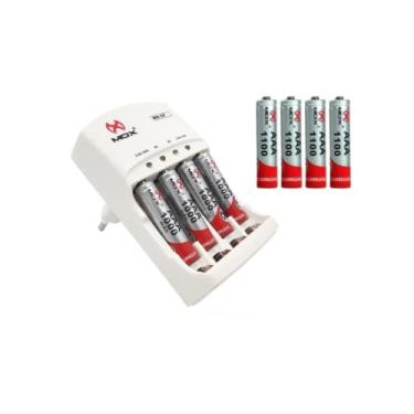 Imagem de 8 Pilhas Recarregável Mox AAA + Carregador Rápido Bivolt