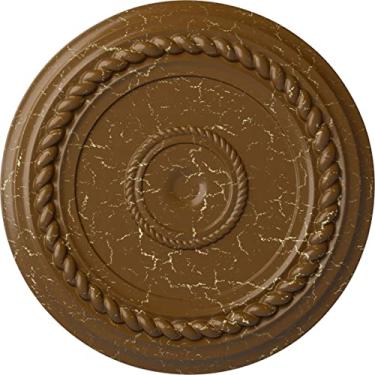 Imagem de Medalhão de teto Ekena Millwork CM18ALACS Corda Alexandria, cobre antigo, 19 5/8"OD x 1 1/2"P (Fits Canopies up to 4 5/8"), Hand-Painted Smokey Topaz Crackle