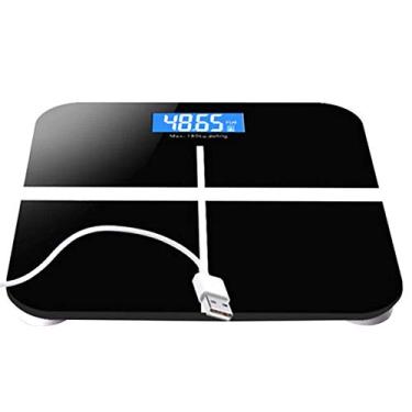 Imagem de balança de banheiro digital com plataforma superdimensionada, display lcd de fácil leitura, balança pessoal de design ultrafino, balança corporal feita de vidro de segurança