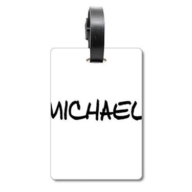 Imagem de Mala de mão especial com nome inglês MICHAEL com etiqueta para bagagem e cartão para pendurar