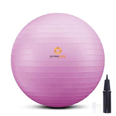 Imagem de Primasole Bola de ioga e exercício para equilíbrio de estabilidade fitness treino pilates em casa escritório e academia com bomba infladora (55 cm rosa unha) PSS91NH013A