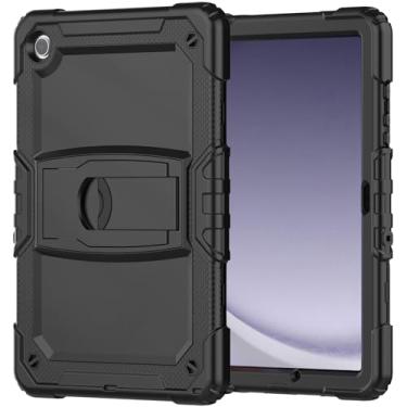 Imagem de Capa compatível com Samsung Galaxy Tab A9 Plus (2023) SM-X210/SM-216/SM-X218 11 polegadas, com capa protetora de tela integrada, capa de proteção contra quedas robusta à prova de choque híbrida com suporte (cor: preto