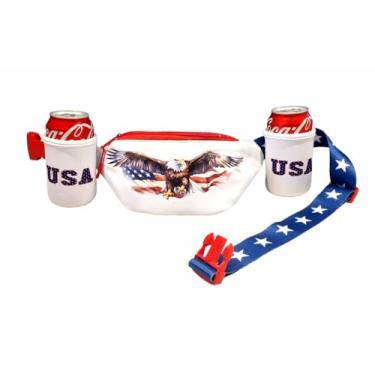 Imagem de USA Eagle Merica cinto para bebidas, pochete para todas as fantasias clássicas americanas, 4 de julho, Azul, One Size, Pochete