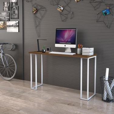 Imagem de D+MOB Mesa De Estudo 120cm Estilo Industrial Com Pés De Ferro Branco