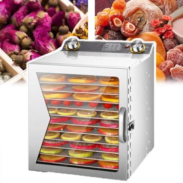 Imagem de Máquina Desidratadora De Alimentos Em Aço Inoxidável 6/8/12 (400w), Liofilizador, Tempo: 0-12 Horas + Temperatura: 35-90 ℃, Espaçamento Entre Camadas: 2,5 Cm+ventilador Embutido,12 layers