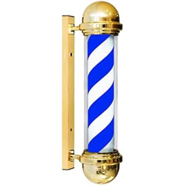 Imagem de Luz de sinalização de poste de barbeiros LED para salão de cabeleireiro luz de giro montada na parede retrô vermelho branco azul rotativo barbearia ao ar livre caixa de luz de economia de en