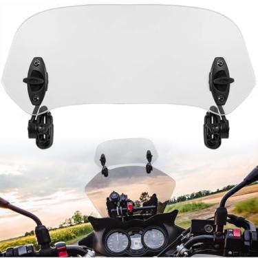 Imagem de Para-brisa universal de plástico ajustável para para-brisa de motocicleta compatível com BMW Yamaha Transparente