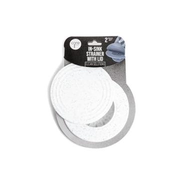 Imagem de Core Home Silicone Antientupimento Cozinha Na Pia Filtro de Drenagem de Plástico com Tampa, Tampa. Dimensões da pia 7 cm de diâmetro. Dimensões totais 12 cm de diâmetro - Granito branco